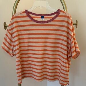 Old Navy Orange and Cream Striped Tee